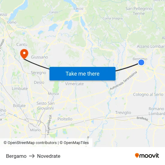 Bergamo to Novedrate map