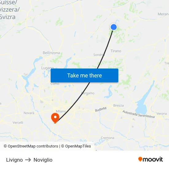 Livigno to Noviglio map