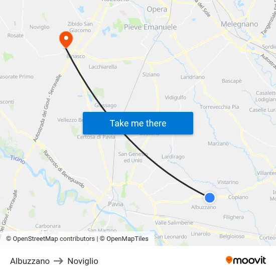 Albuzzano to Noviglio map