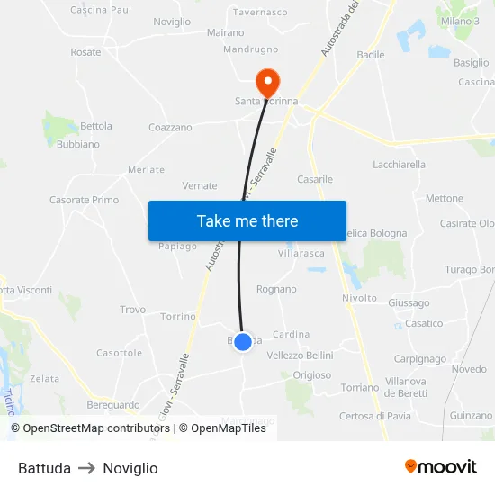 Battuda to Noviglio map