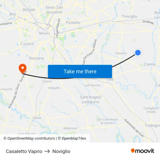 Casaletto Vaprio to Noviglio map