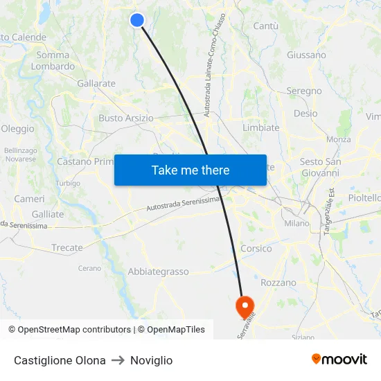 Castiglione Olona to Noviglio map