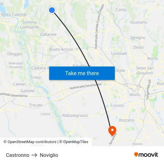 Castronno to Noviglio map