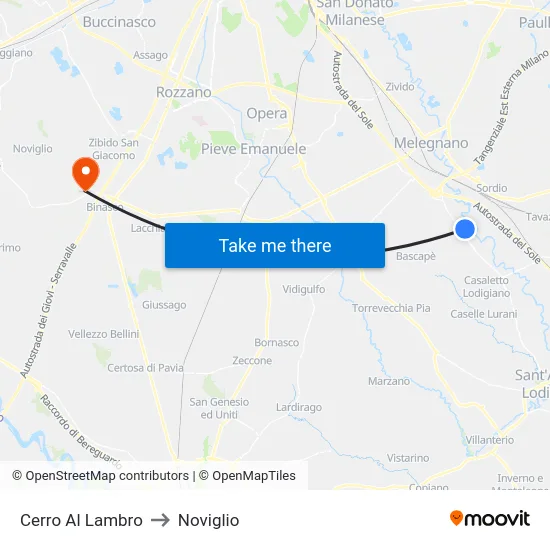 Cerro Al Lambro to Noviglio map