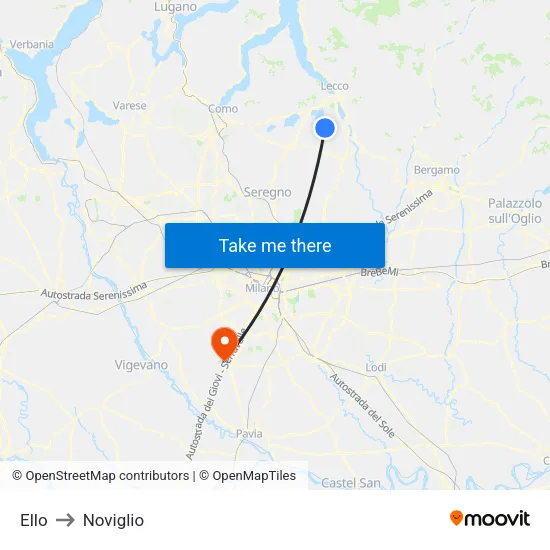 Ello to Noviglio map