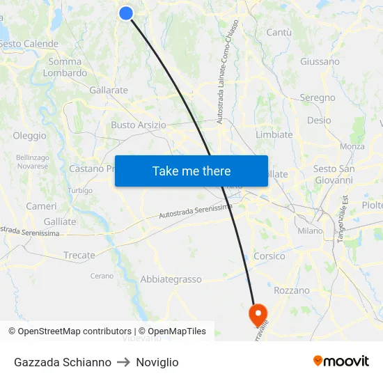 Gazzada Schianno to Noviglio map