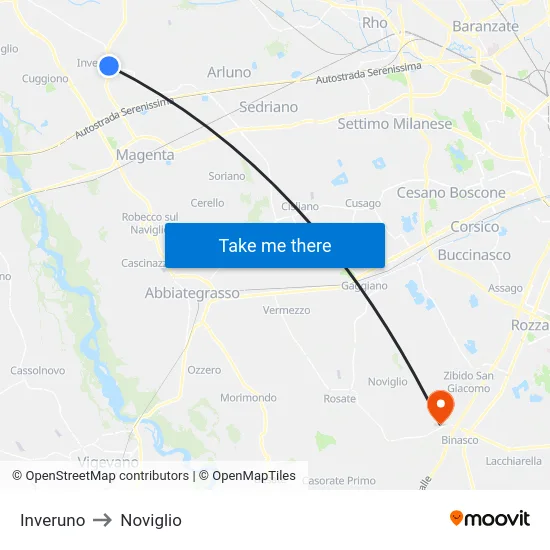Inveruno to Noviglio map