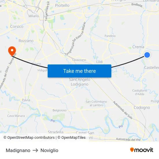 Madignano to Noviglio map