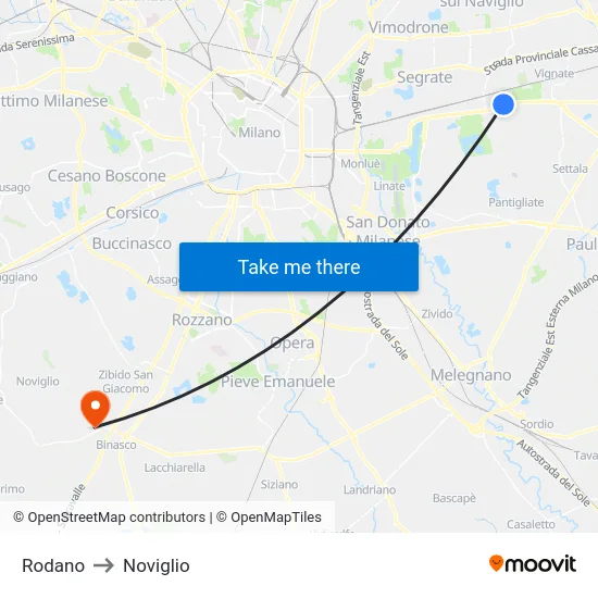 Rodano to Noviglio map