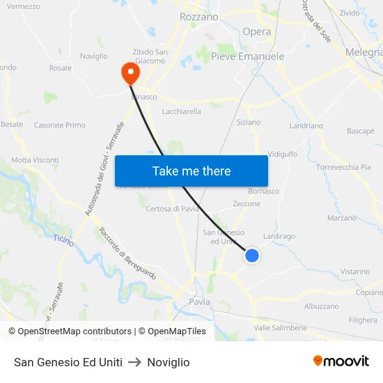 San Genesio Ed Uniti to Noviglio map