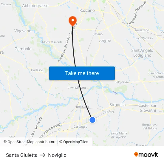 Santa Giuletta to Noviglio map