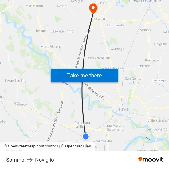 Sommo to Noviglio map