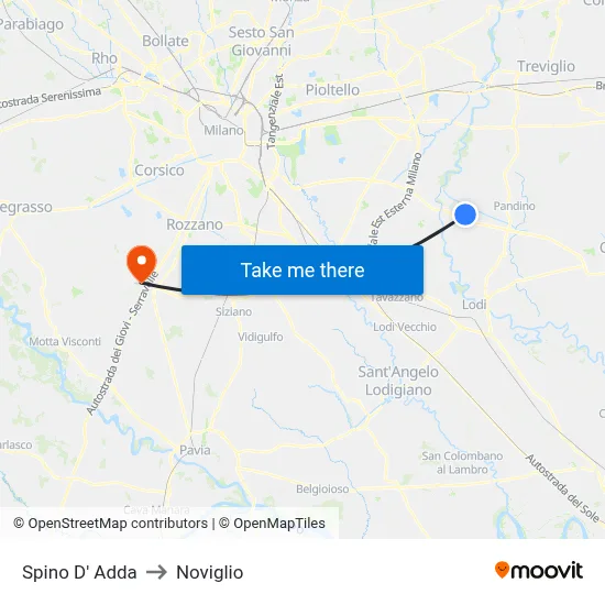 Spino D' Adda to Noviglio map