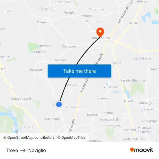 Trovo to Noviglio map