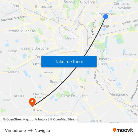 Vimodrone to Noviglio map