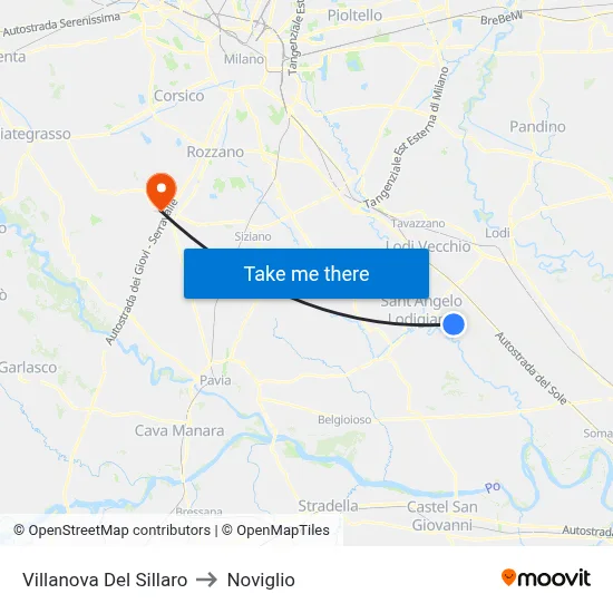 Villanova Del Sillaro to Noviglio map