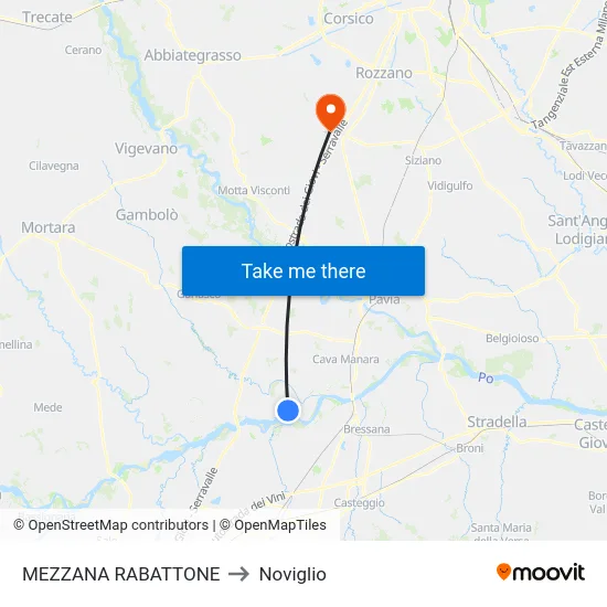 Mezzana Rabattone to Noviglio map