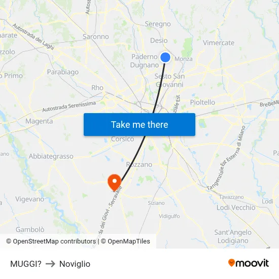 Muggiò to Noviglio map