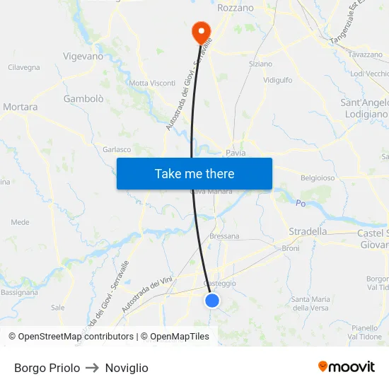 Borgo Priolo to Noviglio map