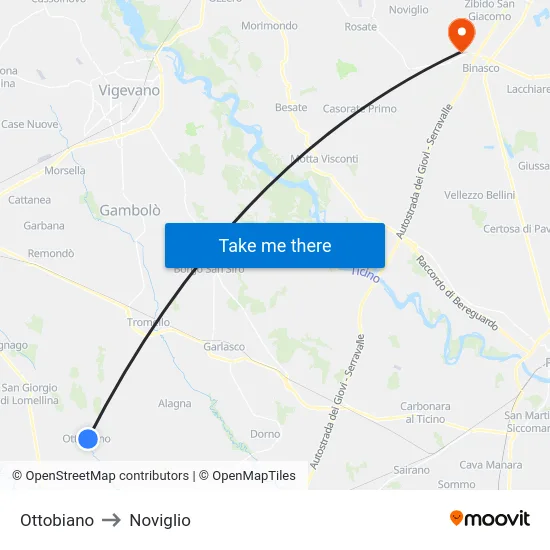 Ottobiano to Noviglio map