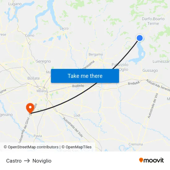 Castro to Noviglio map