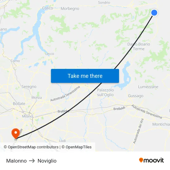 Malonno to Noviglio map