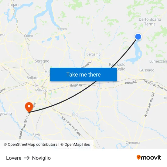 Lovere to Noviglio map
