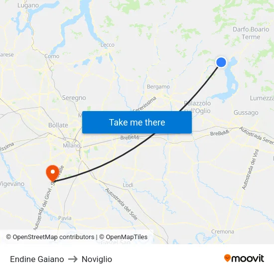 Endine Gaiano to Noviglio map