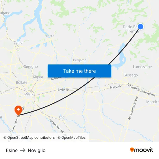 Esine to Noviglio map