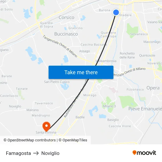 Famagosta to Noviglio map