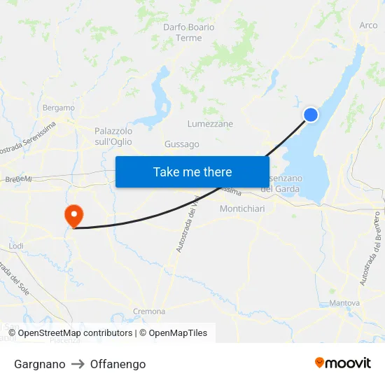 Gargnano to Offanengo map