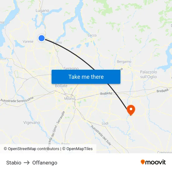 Stabio to Offanengo map