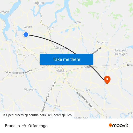 Brunello to Offanengo map