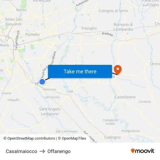 Casalmaiocco to Offanengo map