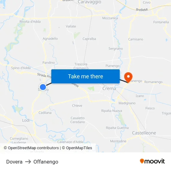 Dovera to Offanengo map