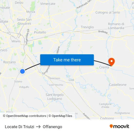 Locate di Triulzi to Offanengo map