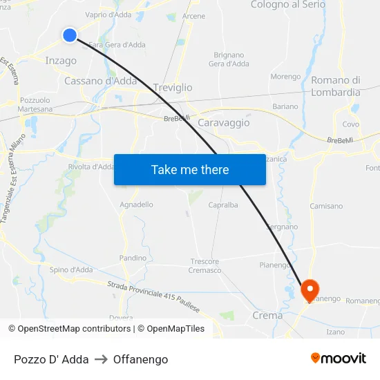Pozzo D' Adda to Offanengo map