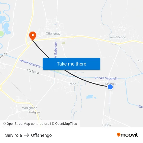 Salvirola to Offanengo map