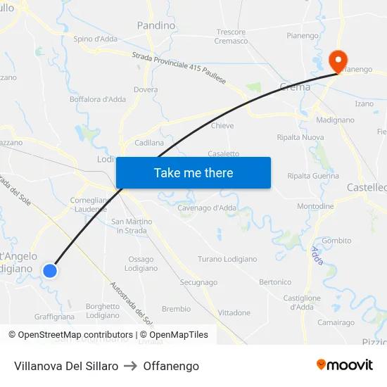 Villanova Del Sillaro to Offanengo map