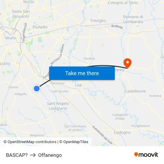 Bascap to Offanengo map