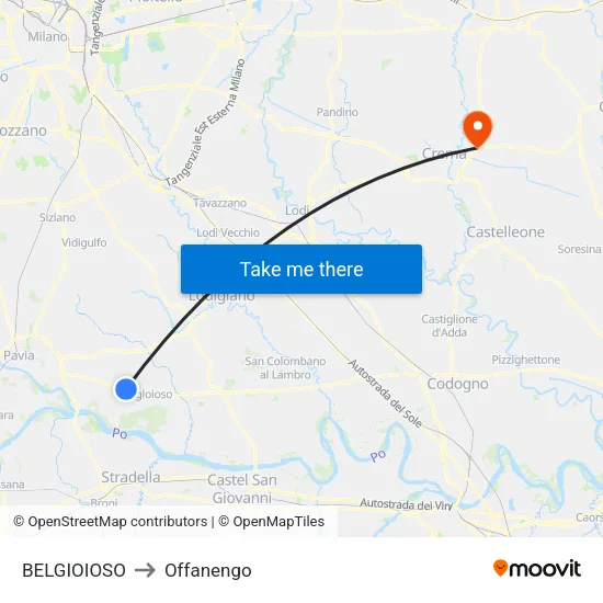 Belgioioso to Offanengo map