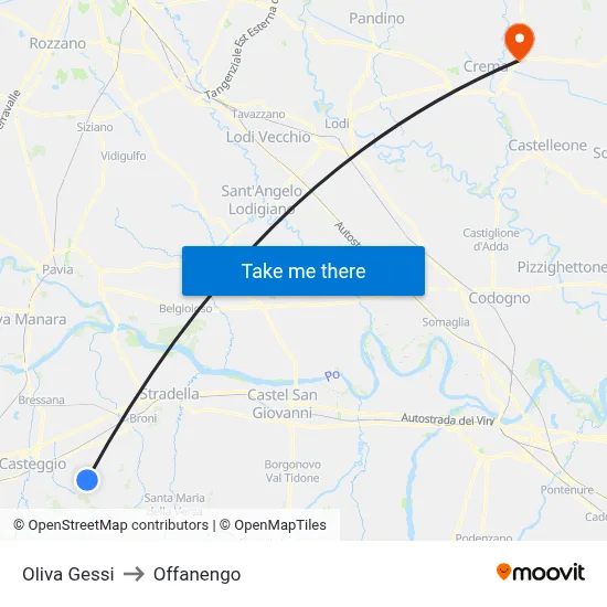 Oliva Gessi to Offanengo map
