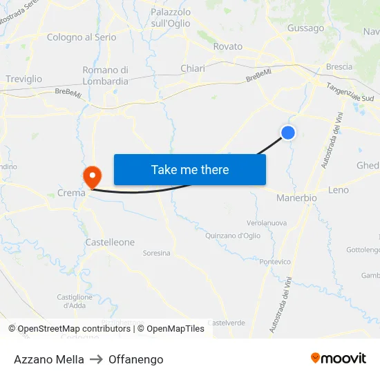 Azzano Mella to Offanengo map