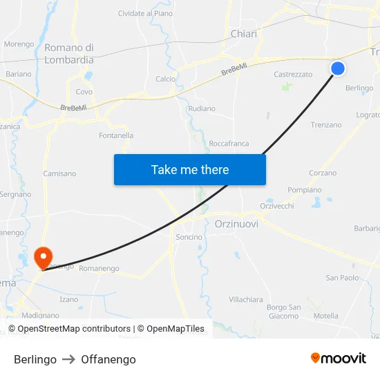 Berlingo to Offanengo map
