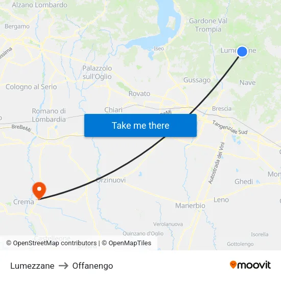 Lumezzane to Offanengo map