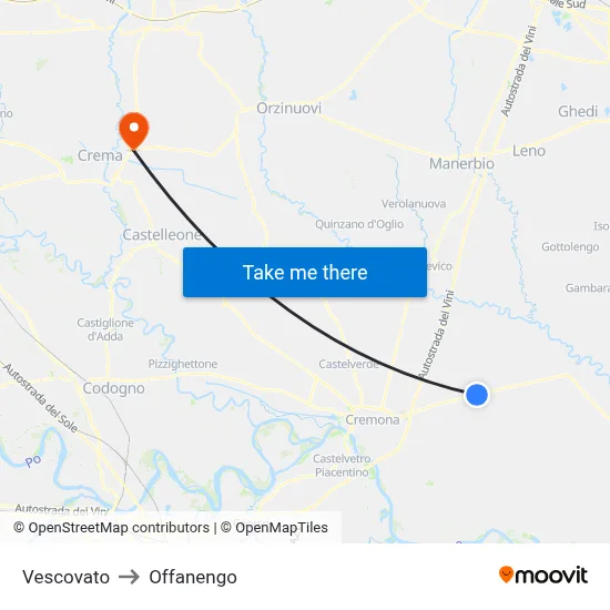 Vescovato to Offanengo map