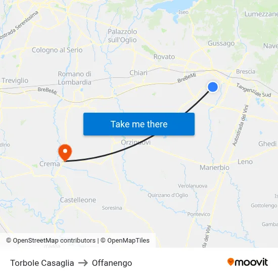Torbole Casaglia to Offanengo map