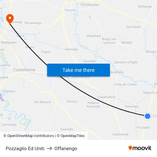 Pozzaglio Ed Uniti to Offanengo map
