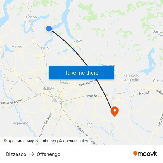 Dizzasco to Offanengo map