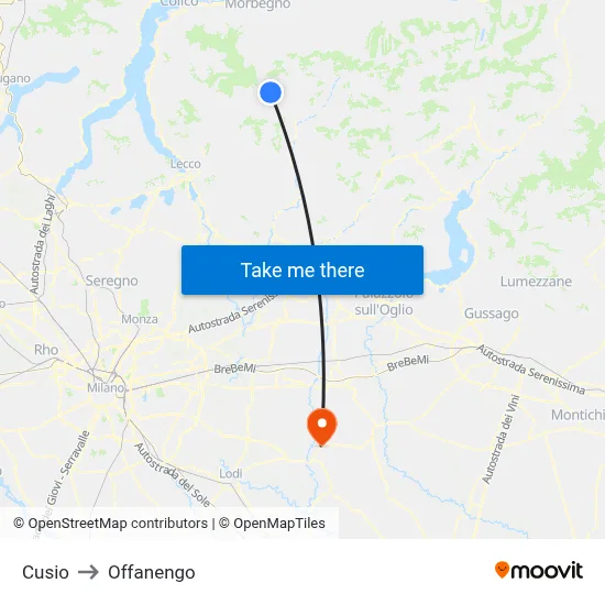 Cusio to Offanengo map